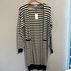 Black and White Striped Cardigan NWT